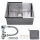 DIY 23" Undermount Single Stainless Kitchen Sink with Drain Basin Rack