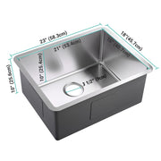 DIY 23" Undermount Single Stainless Kitchen Sink with Drain Basin Rack