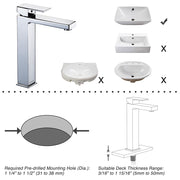 DIY Vessel Sink Faucet Single-Hole 10.4"H Square