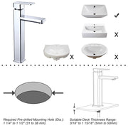 DIY Vessel Sink Faucet Single-Hole 11.8"H Square