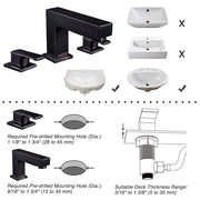 DIY Widespread Bathroom Faucet 3-Hole 2-Handle 4"H