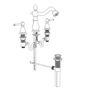 DIY Bathroom Widespread Faucet with Drain 2-Handle 6"H