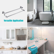 DIY Wall-Mounted Double Towel Bars Stainless Steel Chrome Finish