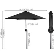 7.5 Foot Patio Umbrella Tilting Crank Lift 6-Rib