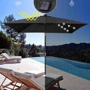 DIY 9 ft Lighted Patio Umbrella Square Solar Umbrella Tilt 8-Rib