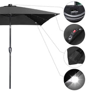 DIY 9 ft Lighted Patio Umbrella Square Solar Umbrella Tilt 8-Rib