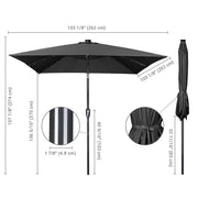 DIY 9 ft Lighted Patio Umbrella Square Solar Umbrella Tilt 8-Rib