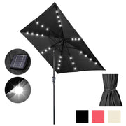 DIY 9 ft Lighted Patio Umbrella Square Solar Umbrella Tilt 8-Rib