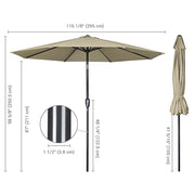 DIY 10 ft Tilting Outdoor Patio Umbrella 220g Yarn-dyed Canopy UV50+