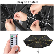 DIY Outdoor Umbrella Lights Solar Day Night Sensor 9-10ft 8-Rib
