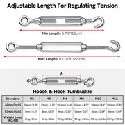 DIY Cable Railing Hardware M6 Hook & Eye Turnbuckle 6ct/Pack