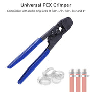 DIY 3/8" 1/2" 5/8" 3/4" 1" Pex Clamp Tool Kit Blue
