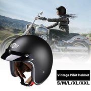 DIY 3/4 Open Face Motorcycle Helmet DOT Matte Black S-XXL