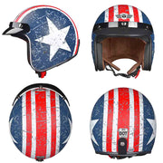 DIY DOT Open Face Motorcycle Helmet American Flag with Visor