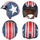 DIY DOT Open Face Motorcycle Helmet American Flag with Visor
