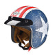 DIY DOT Open Face Motorcycle Helmet American Flag with Visor