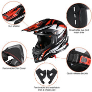 DIY Womens Motocross Helmet Full Face DOT Black Red