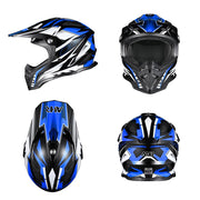 DIY Dirt Bike Helmet Mens Full Face MX Helmet DOT Black Blue