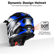 DIY Dirt Bike Helmet Mens Full Face MX Helmet DOT Black Blue