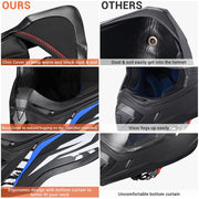 DIY Dirt Bike Helmet Mens Full Face MX Helmet DOT Black Blue