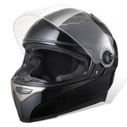 Full Face Dual Visors DOT Motor Helmet Glossy Black S M L XL