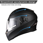 AHR Full Face Dual Visors DOT Motor Helmet Matte Black