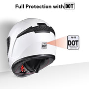 AHR RUN-F3 Full Face DOT Motor Helmet White
