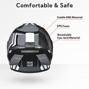AHR RUN-F3 Full Face DOT Motor Helmet Black Gray