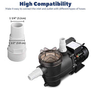 DIY 3/4HP Above Ground Pool Spa Pump 2640GPH