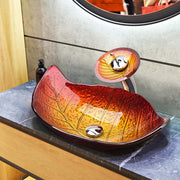 DIY 23x14 inch Glass Vessel Sink & Waterfall Faucet Leaf